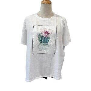 EPlus White T-Shirt Cactus Short Sleeves Desert